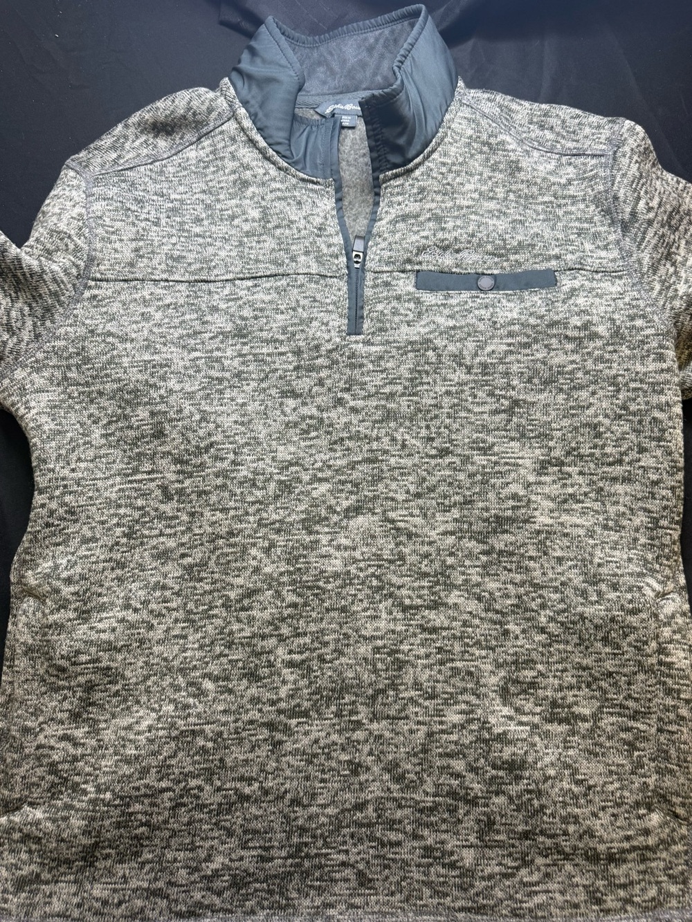 Men's Gray Heather Quarter-Zip Sweater Pullover Eddie Bauer (M)